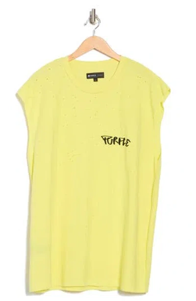 Purple Brand Textured Jersey Graphic Muscle T-shirt In Yellow