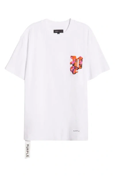 Purple Brand Textured Jersey Graphic T-shirt In White