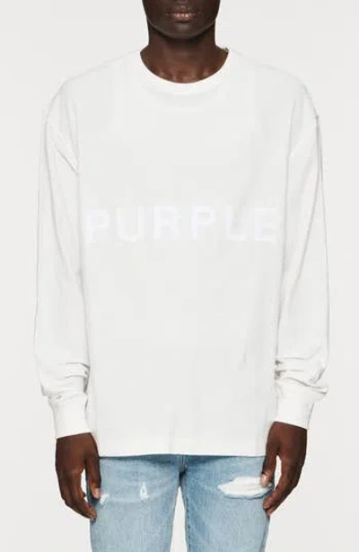 Purple Brand Textured Jersey Long Sleeve T-shirt In White