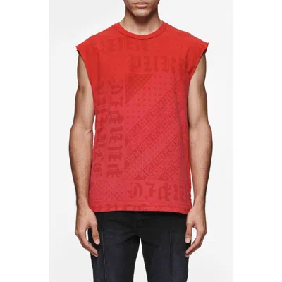 Purple Brand Textured Jersey Sleeveless Muscle Tee In Red
