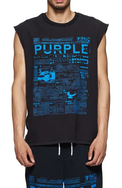 Purple Brand Graphic-print Cotton Muscle Tee In Black