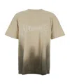 Purple Brand Beige Crewneck T-shirt With Logo Print On The Front And Faded Effect In Cotton Man