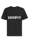 Purple Brand Black Crewneck T-shirt With Logo Lettering On The Front In Cotton Man In Black