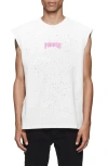 Purple Brand Textured Sleeveless Graphic T-shirt In White