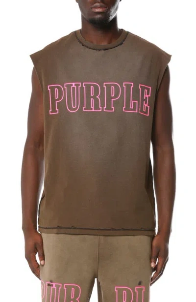 Purple Brand Textured Sleeveless Graphic T-shirt In Brown