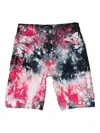 Purple Brand Red Black Tiedye Jacquard Monogram Black Shorts In Multi
