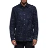 Purple Brand Tiled Overlay Denim Snap Front Shirt In Dark Indigo