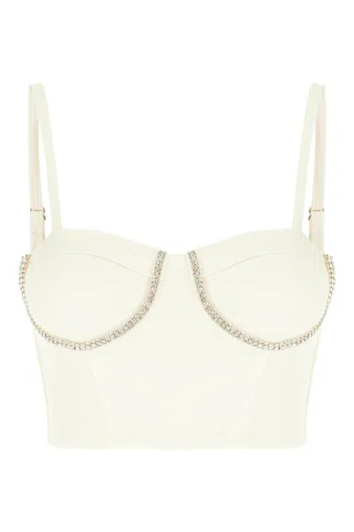Purple Brand Crystal-embellished Bustier Top In White