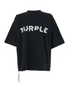 Purple Brand Black Crewneck T-shirt With Maxi Logo Lettering On The Front In Cotton Man In Black