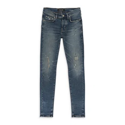 Purple Brand Torn Dark Paint Indigo Skinny Jeans In Blue