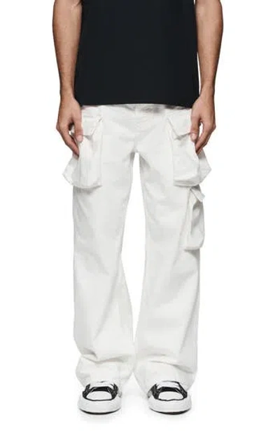Purple Brand Triple Pocket Cargo Pants In White