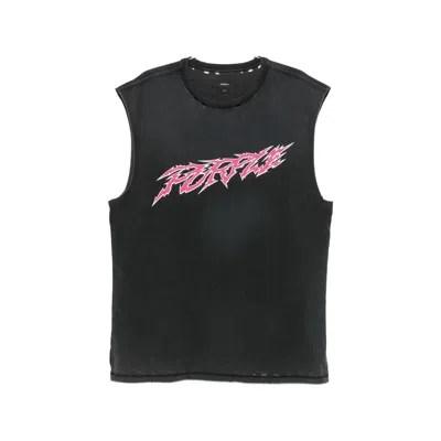 Purple Brand Graphic-print Distressed T-shirt In Black