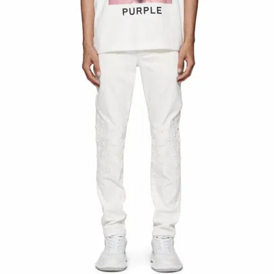Purple Brand Tuffetage Monogram Denim Skinny Jeans In White