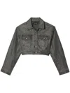 Purple Brand Twisted Hotfix Cropped Jacket In Grey