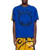 Purple Brand Warriors Appliqué Oversize Graphic Mesh T-shirt In Blue/yellow Multi