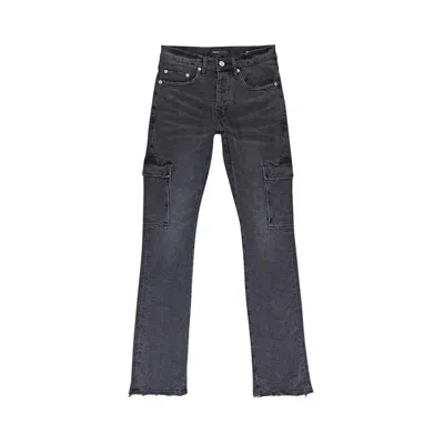 Pre-owned Purple Brand Washed Cargo Flare Skinny Jeans 'black' | Men's Size 32