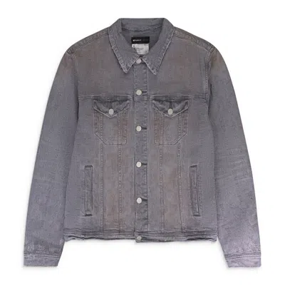 Purple Brand Washed Jacquard Trucker Grey Denim Jackets