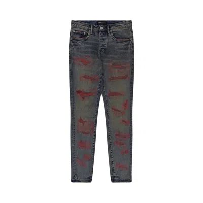 Pre-owned Purple Brand Weft Blowout Jeans 'mid Indigo/red' | Blue | Men's Size 30