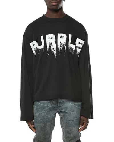 Purple Brand Wide Cropped Logo Cotton Shirt In Black