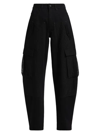 Purple Brand Women's Barrel-leg Carpenter Jeans In Black