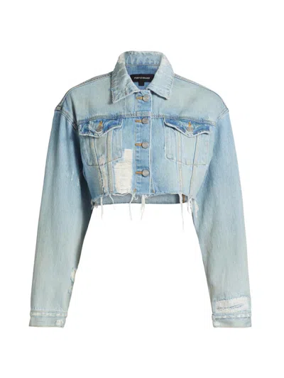 Purple Brand Women's Basalt Distressed Denim Crop Jacket In Blue