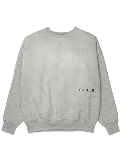 Purple Brand Wordmark Cotton Sweatshirt In Grey