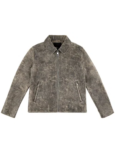 Purple Brand Wordmark Leather Jacket In Black