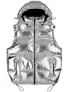 Purple Brand Foil Down Puffer Vest In Silver