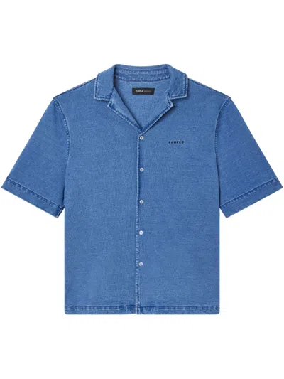 Purple Brand Wordmark Shirt In Blue