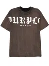 Purple Brand Worn Gothic Wordmark Overdye Tee In Brown