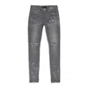 Purple Brand Worn Knee Slit Grey Skinny Jeans In Grey