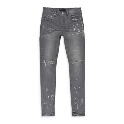 Purple Brand Worn Knee Slit Grey Skinny Jeans