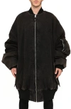 Purple Brand X Alpha Giant Bomber Jacket In Black