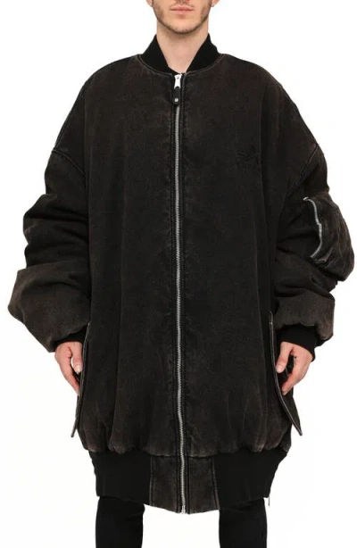 Purple Brand X Alpha Giant Bomber Jacket In Black