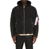 Purple Brand X Alpha Industries Hooded Denim Bomber Jacket In Black