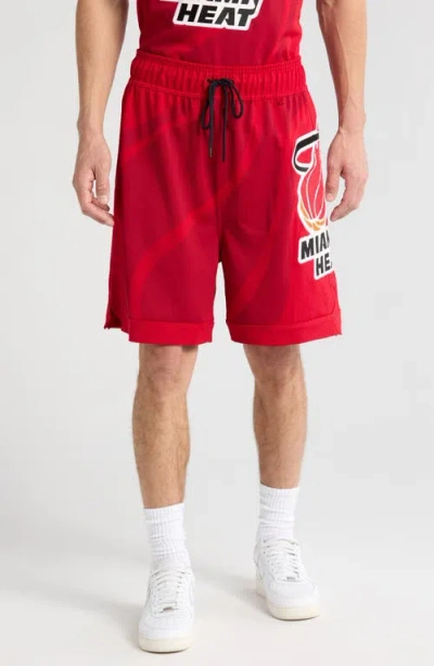 Purple Brand X Nba Miami Heat Mesh Basketball Shorts In Red