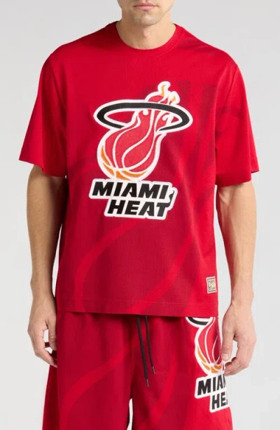 Purple Brand X Nba Miami Heat Oversize Mesh T-shirt In Red
