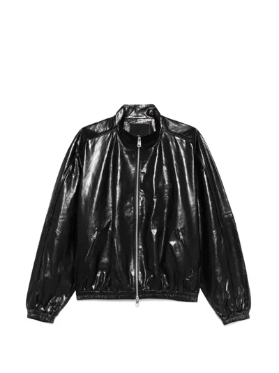 Purple Brand Zip Leather Jacket In Multi