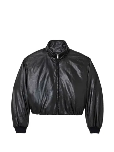 Purple Brand Zip-up Leather Jacket In Black