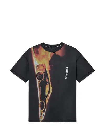 Purple Brand Zut Alors Distressed T-shirt In Black