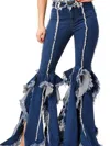 Purple Candy Flare Bell Bottom Pant In Medium Wash In Blue
