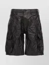 Purple High Shine Cargo Bermuda, Short Black