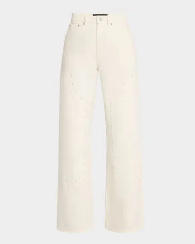Purple Carpenter Pearl Jeans In Off White
