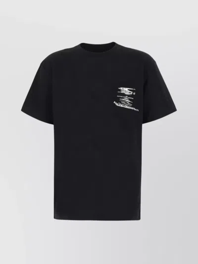 Purple Cotton Crew Neck T-shirt With Graphic Print In Black