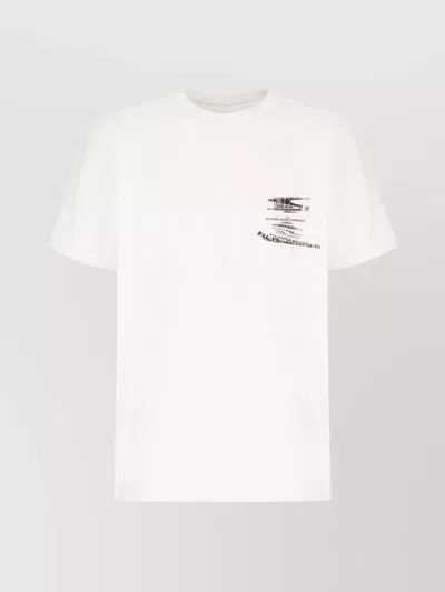 Purple Cotton Crew Neck T-shirt With Graphic Print In White