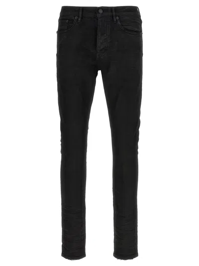 Purple Cotton Tape Men's Jeans In Black