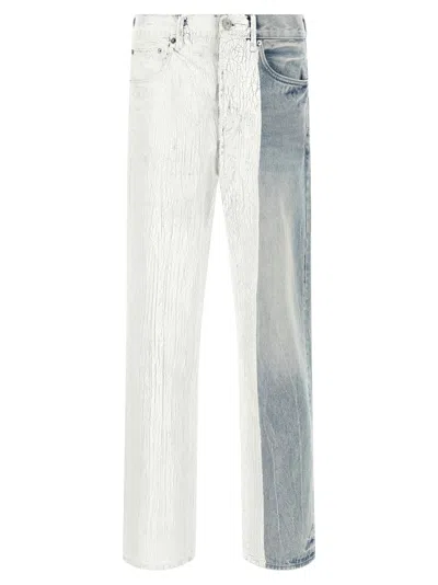 Purple Two Tone Denim Jeans Five Pocket Design In Metallic