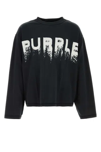 Purple Denim Logo-printed Cotton Sweater In Black