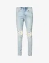 Purple Denim Ripped-knee Regular-fit Stretch-denim Jeans In Light Indigo Blowout
