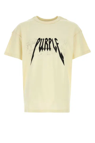 Purple Denim Textured Inside Out Tee In Yellow